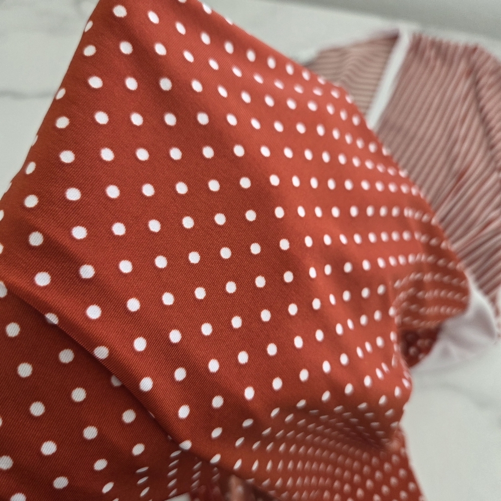 Red and White Striped and Polka Dot Womena Top Size Small - Picture 15 of 15